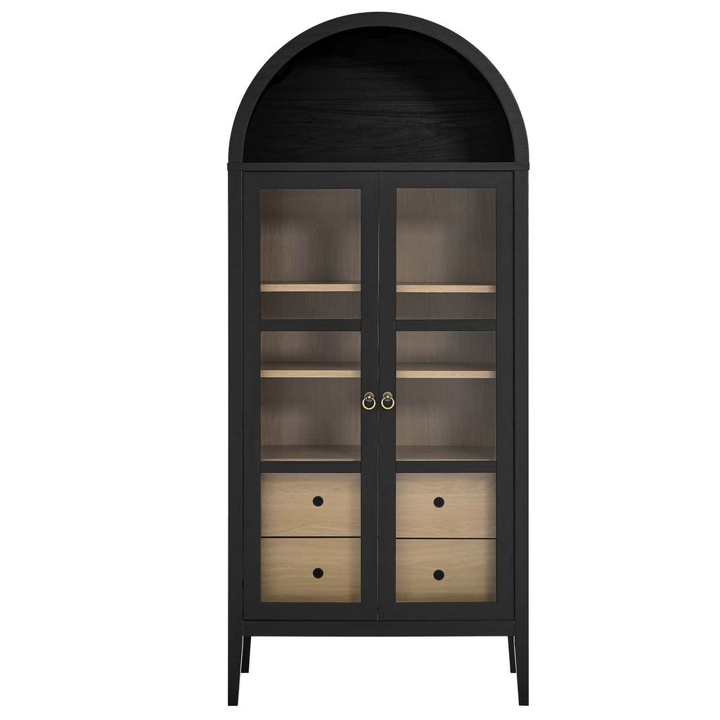 Preview image for Nolan Tall Arched Storage Display Cabinet, Black Oak