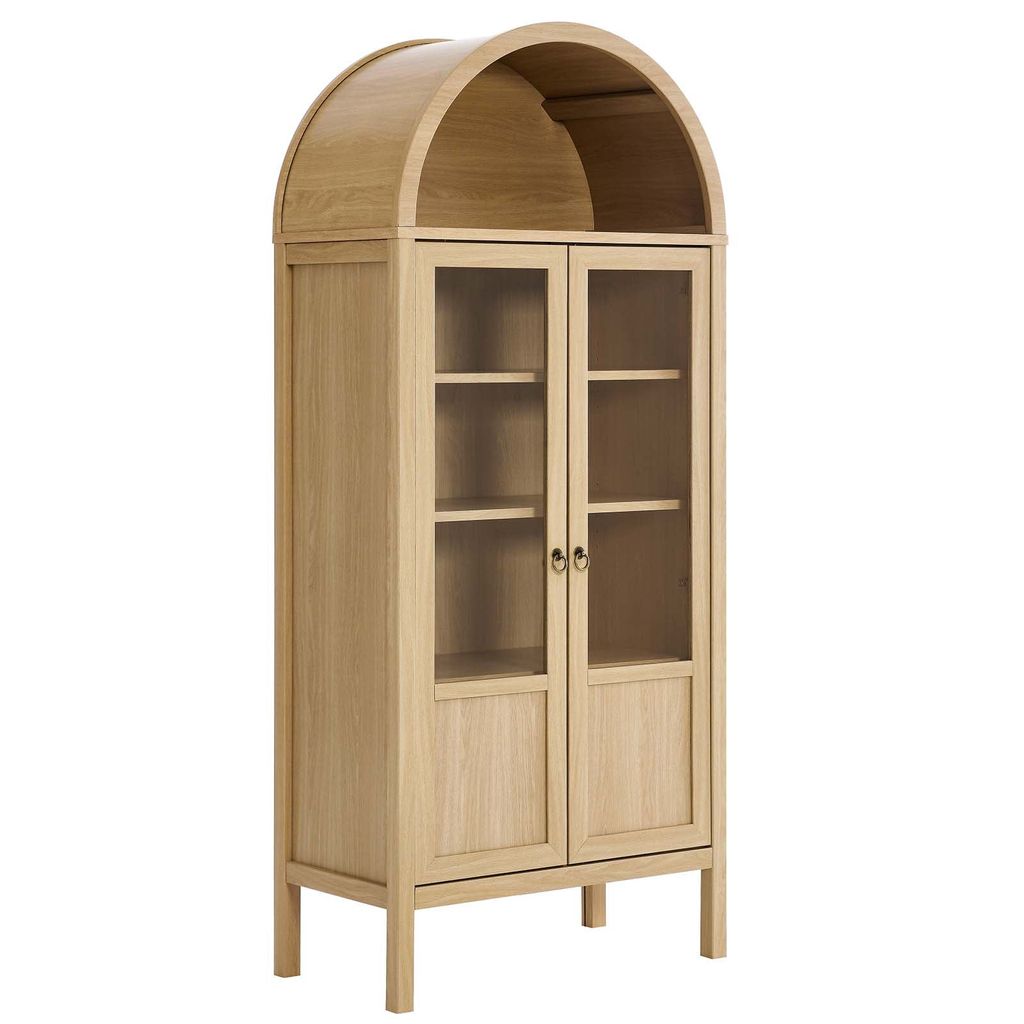 Preview image for Tessa Tall Arched Storage Display Cabinet, Oak