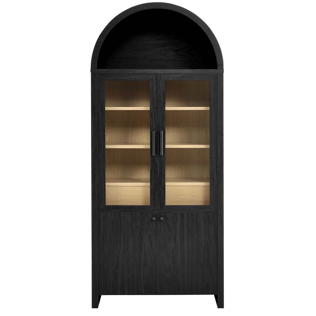 Preview image for Evie Arched Tall Display Cabinet, Black Oak