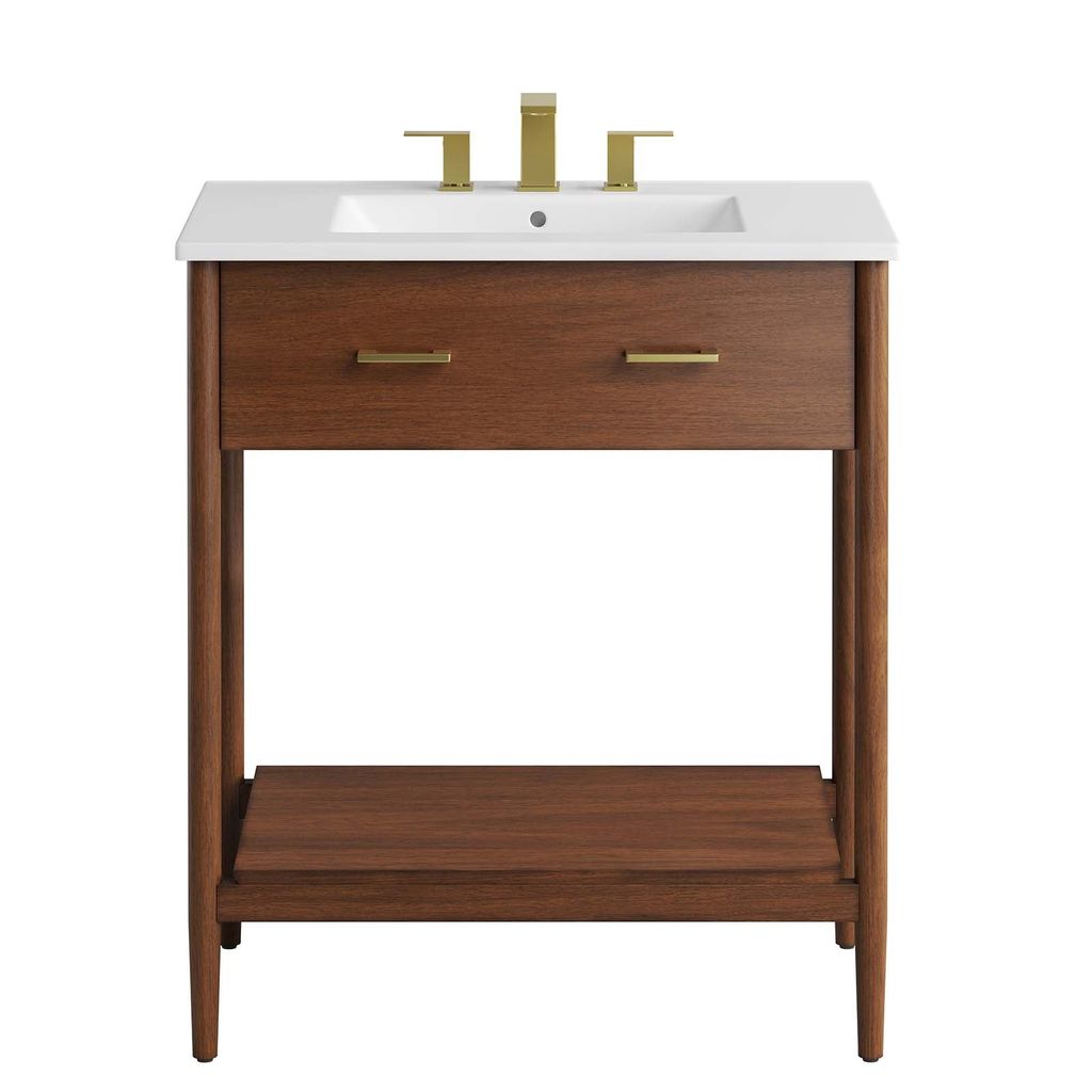 Bathroom Vanity, Walnut White 30
