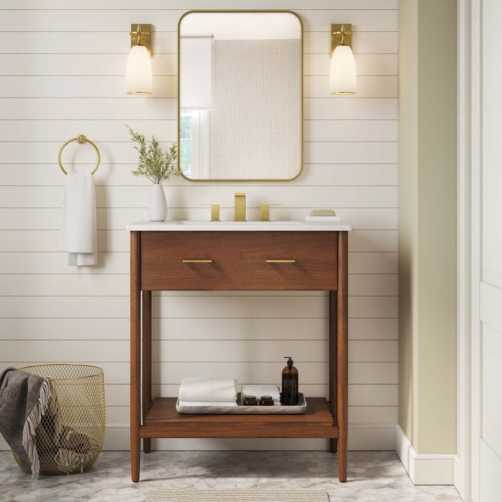 Bathroom Vanity, Walnut White 30