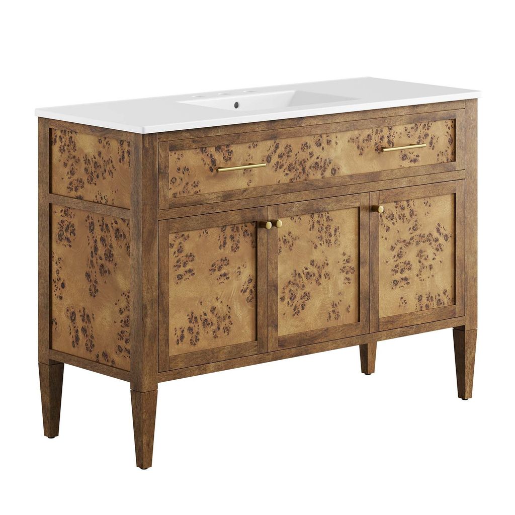 Elysian 48" Wood Single Sink Bathroom Vanity, White Brown