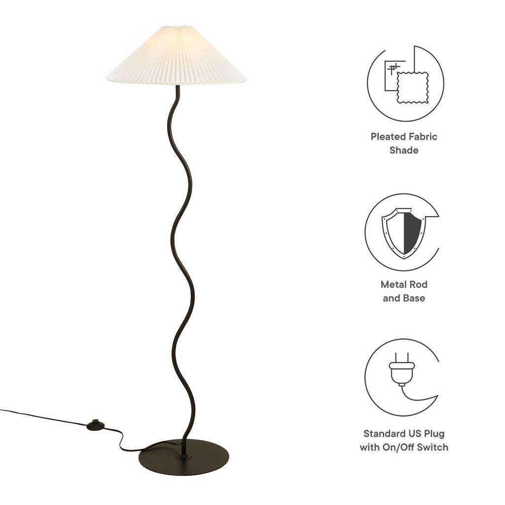 Wave Squiggle Floor Lamp By Modway, Black