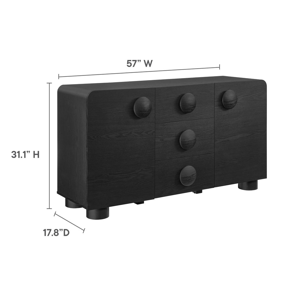 Sonnet 57" Sideboard Storage Cabinet By Modway, Black