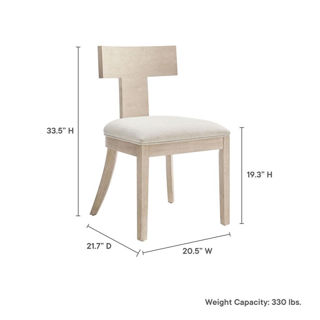 Peregrine Wood And Fabric Upholstered Dining Chairs Set Of 2 By Modway, Natural Heathered Weave Ivory