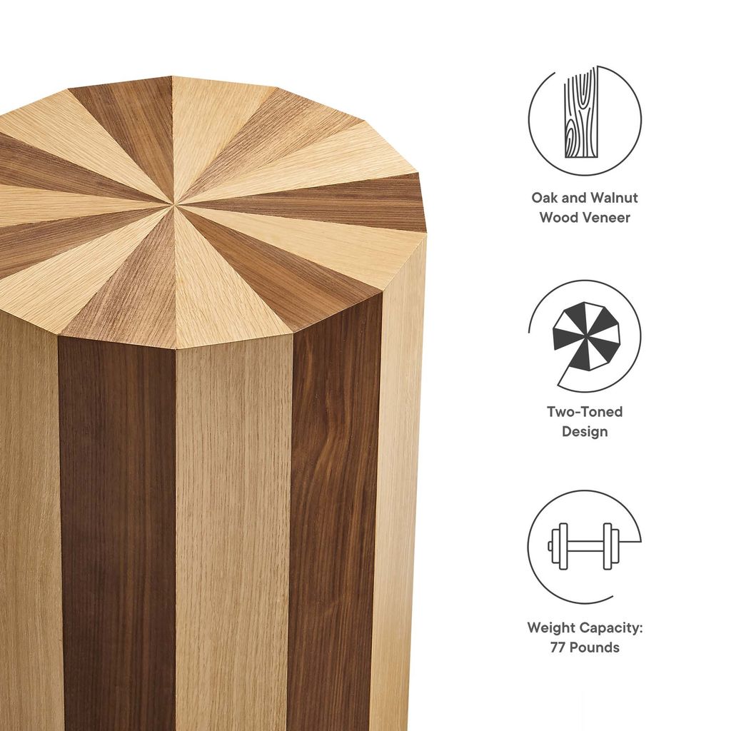 Twirl Two-Toned Wood Veneer Side Table By Modway, Oak Walnut