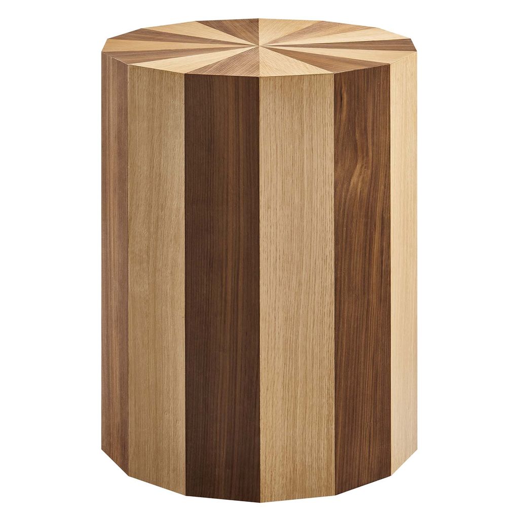 Twirl Two-Toned Wood Veneer Side Table By Modway, Oak Walnut