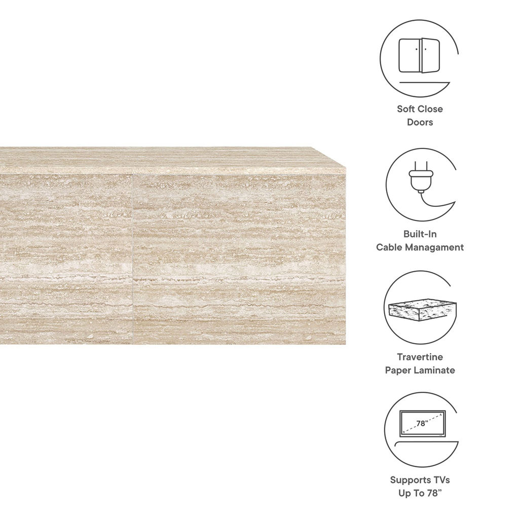 Terra 71" Wall-Mounted Tv Stand By Modway, Travertine