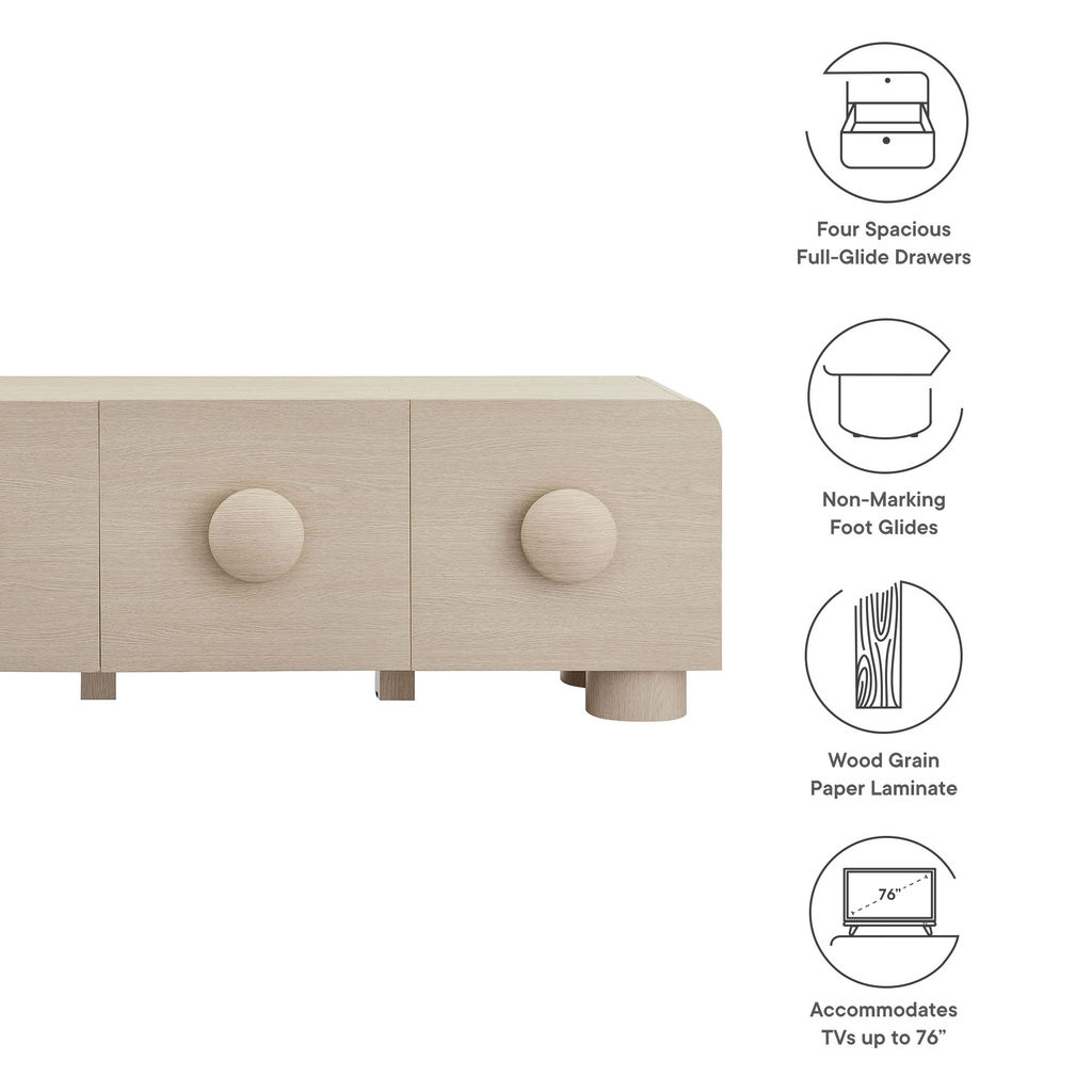 Sonnet 69" Low Profile Tv Stand By Modway, Ash