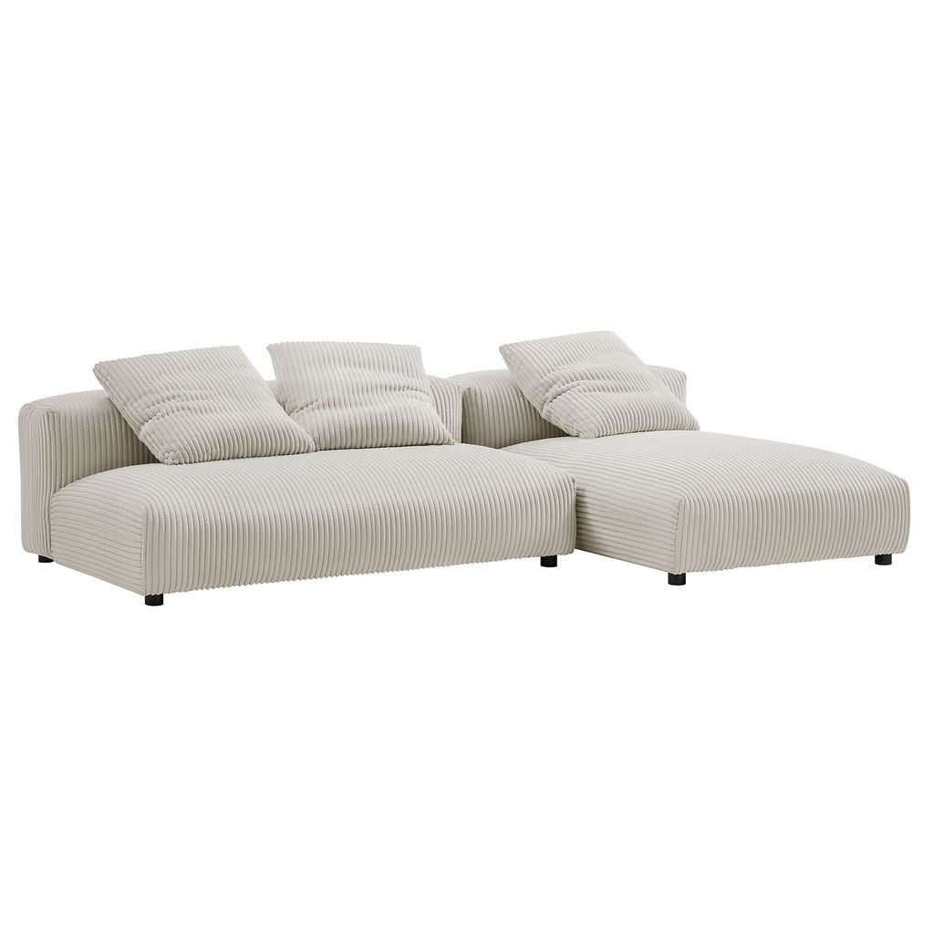 Preview image for Solace 2-Piece Modular Corduroy Upholstered Sectional Sofa With Chaise By Modway, Almond