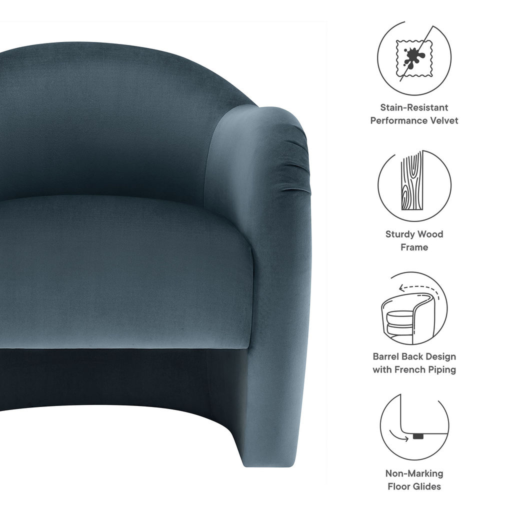 Compose Performance Velvet Accent Chair By Modway, Cadet Blue