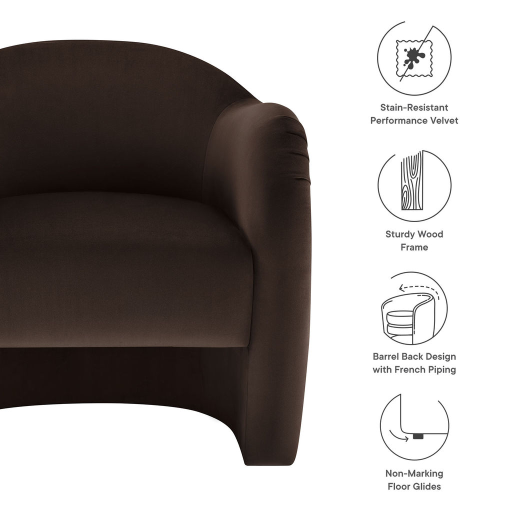 Compose Performance Velvet Accent Chair By Modway, Chocolate Brown