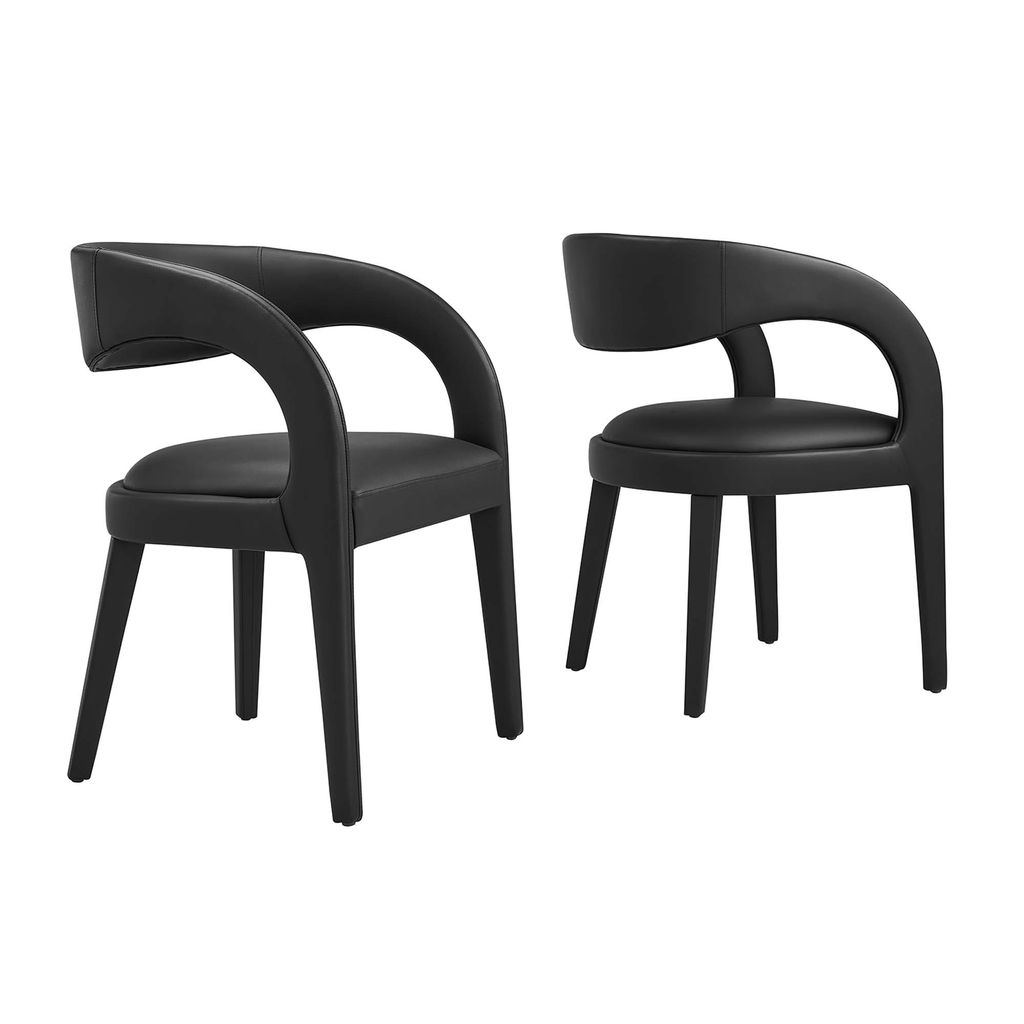 Black Vegan Leather Dining Chair Set Of 2