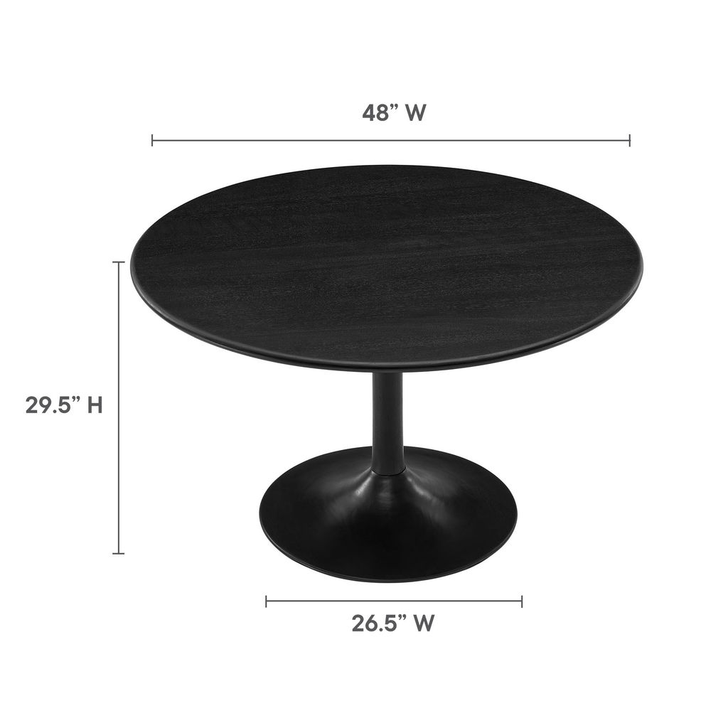 Black Tulip 48" Round Solid Wood Dining Table