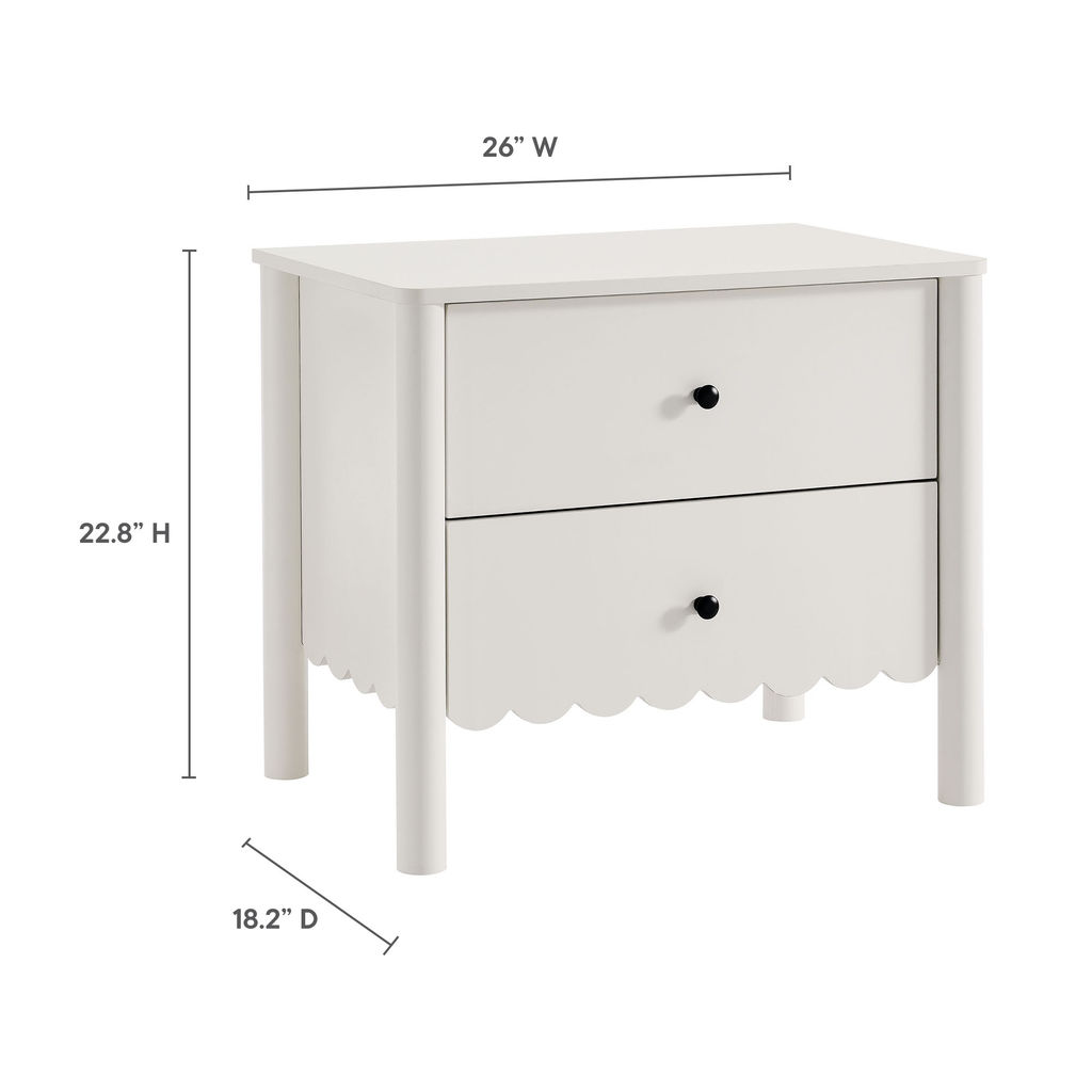 Scalloped 2-Drawer Nightstand