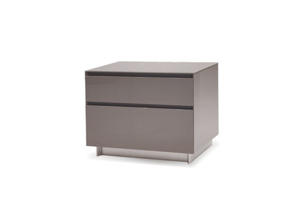 Preview image for Savvy 2 Drawer Night Table High Gloss Light Grey, Brushed Stainless Steel