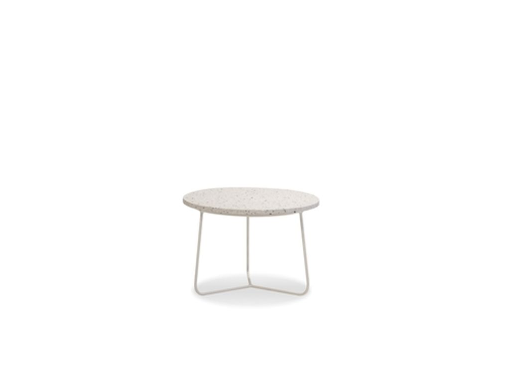 Preview image for Rizzo Low End Table White Terrazo Marble, White Base