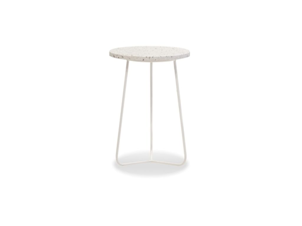 Preview image for Rizzo Tall End Table White Terrazo Marble, White Base