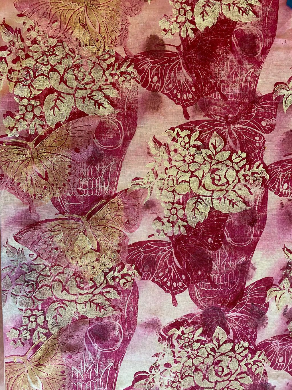 Sugar Skulls- Fuchsia  Throw Pillow