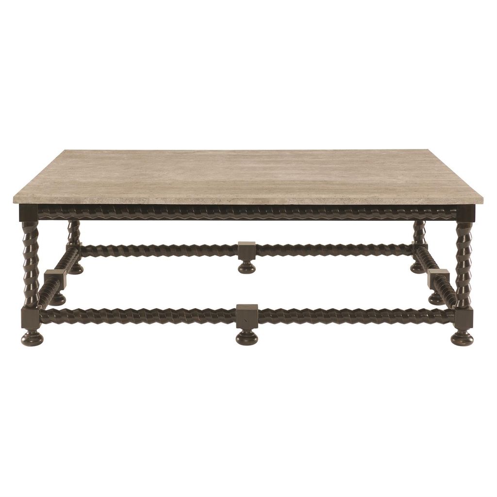 Spiral and Travertine Cocktail Table