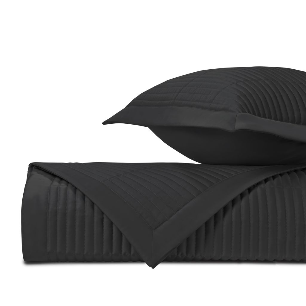 Quilted Coverlets, Channel Qlt Tw/Twxl Coverlet 72" X 92", Black