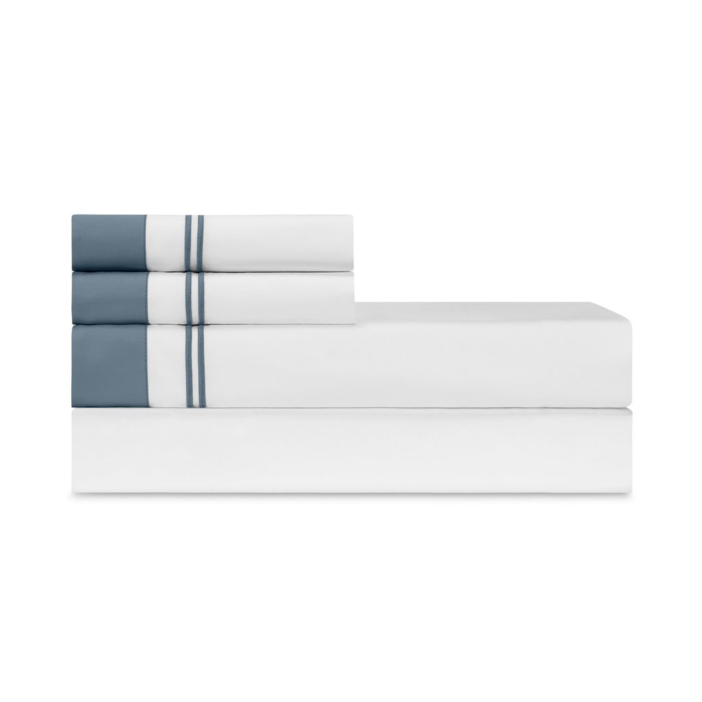 Preview image for Marco Tw 3-Piece Sheet Set - White / Slate Blue