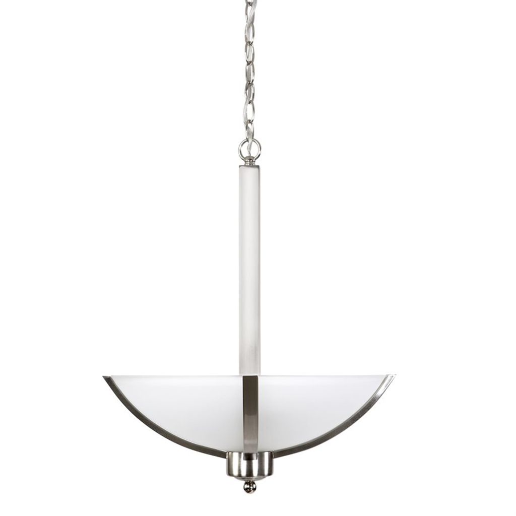 Preview image for Alta Peak Collection Three Light Bowl Chandelier 16" X 21" X 16", Crisp Satin Steel
