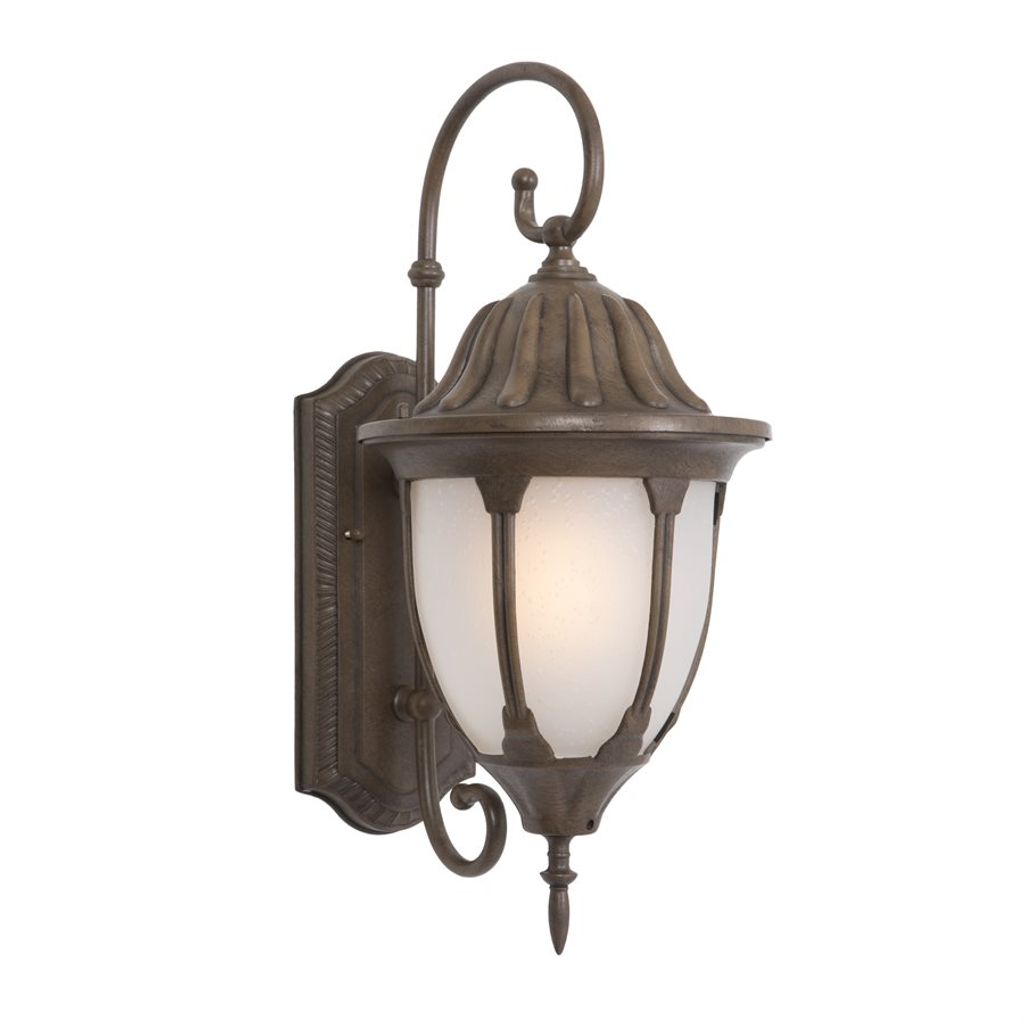Preview image for Exterior Round Lantern, Brown Finish With Frosted Glass, 9.5-Inch Fluorescent