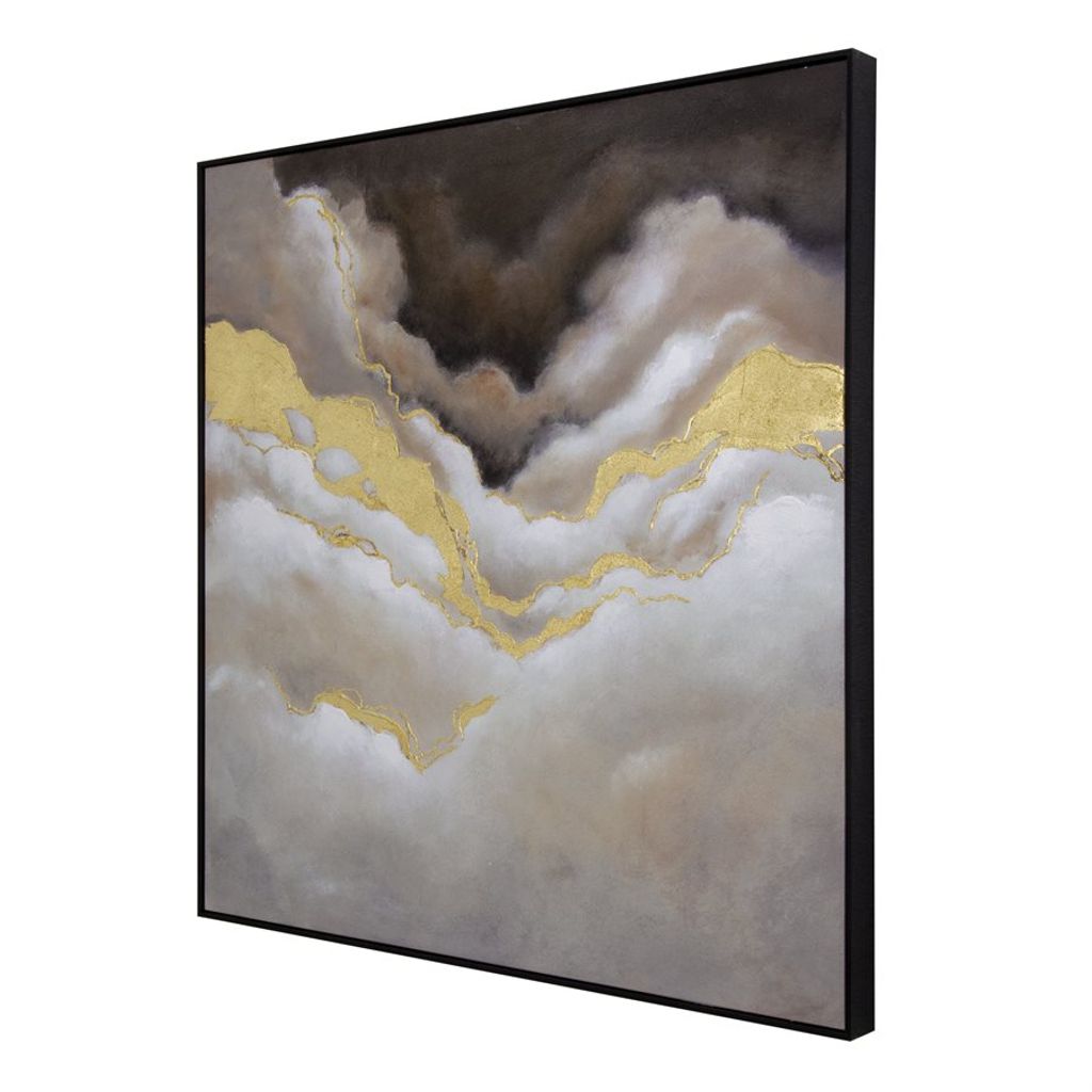 'Stratus Ii' - 39"X39", Wall Art Hand Painted On Canvas, Framed