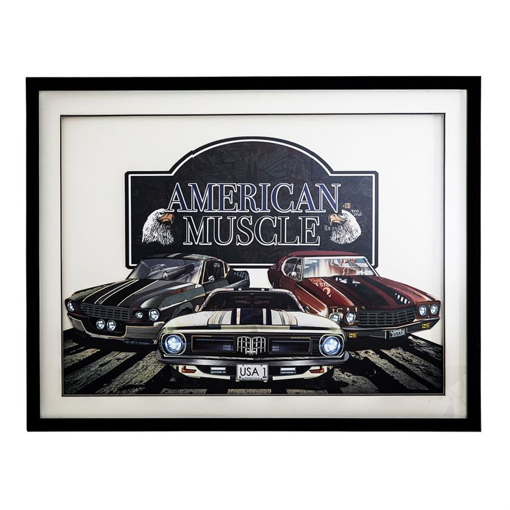 Preview image for 'American Muscle ' - 3D Collage, 40"Wx30"H Wall Art, Framed