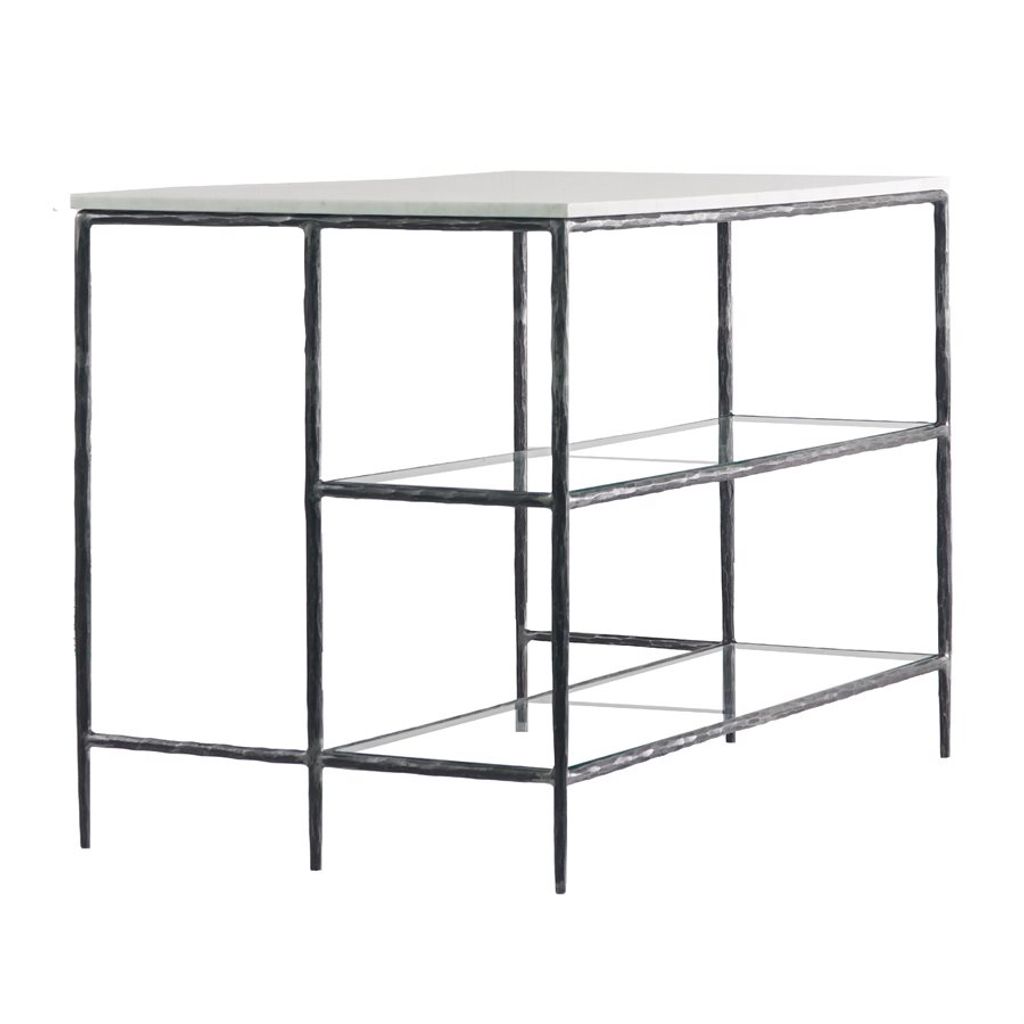 Preview image for Akira Kitchen Island With Marble, Glass, And Steel Forged Iron