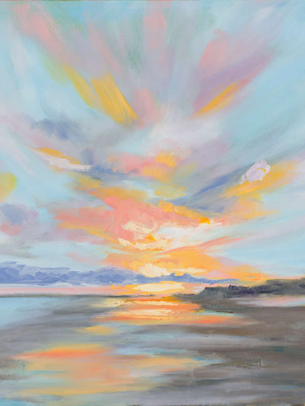 Pastel Clouds Over Folly Beach By April Moffatt 30"X40"