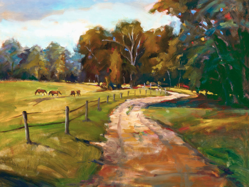 Preview image for Country Path With Horses By John Beard 31.25"X25.25"