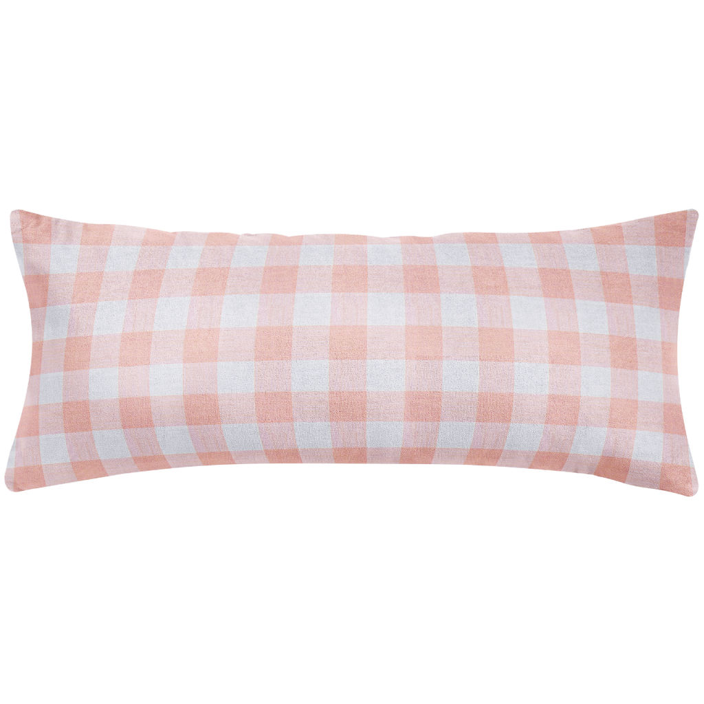 Gingham Coral 14X36 Decorative Pillow