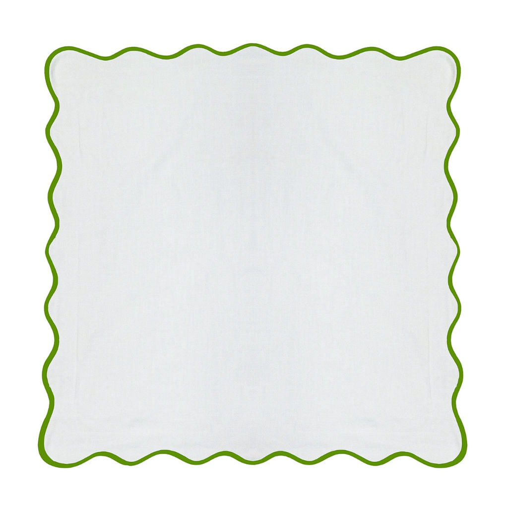 Scalloped Euro Sham, Green/White