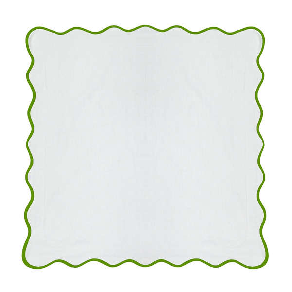 Scalloped Euro Sham, Green/White