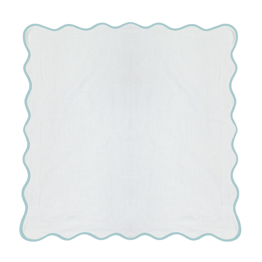 Scalloped Euro Sham, Blue/White