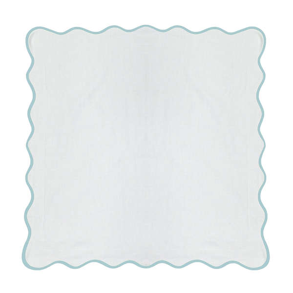 Scalloped Euro Sham, Blue/White