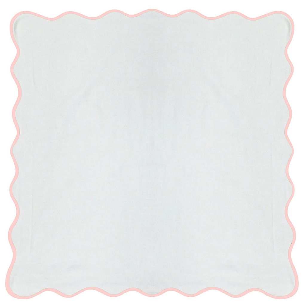 Scalloped Euro Sham, Pink/White