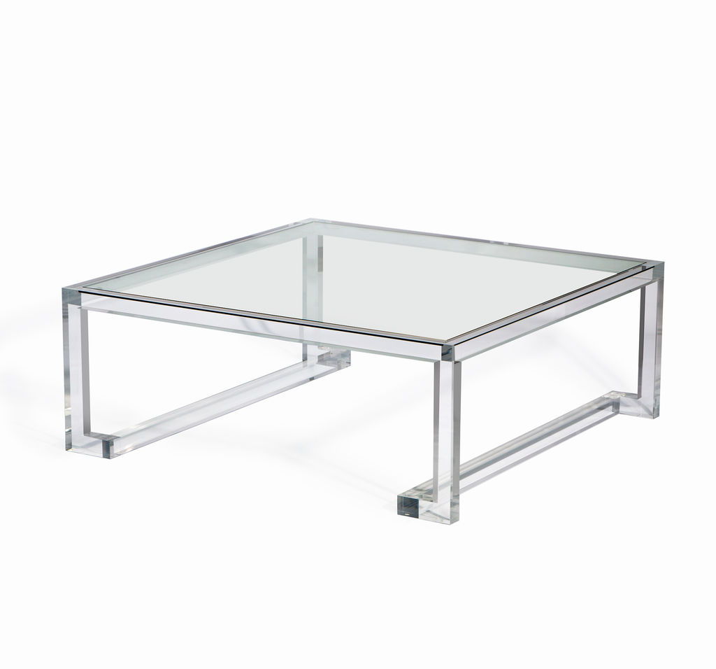 Preview image for Modern Clear Acrylic and Glass Square Coffee Table 48 inch