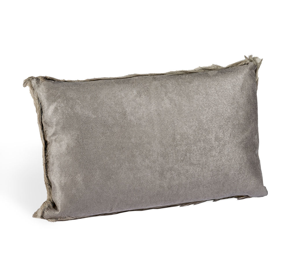 Goat Skin Bolster Pillow - Grey