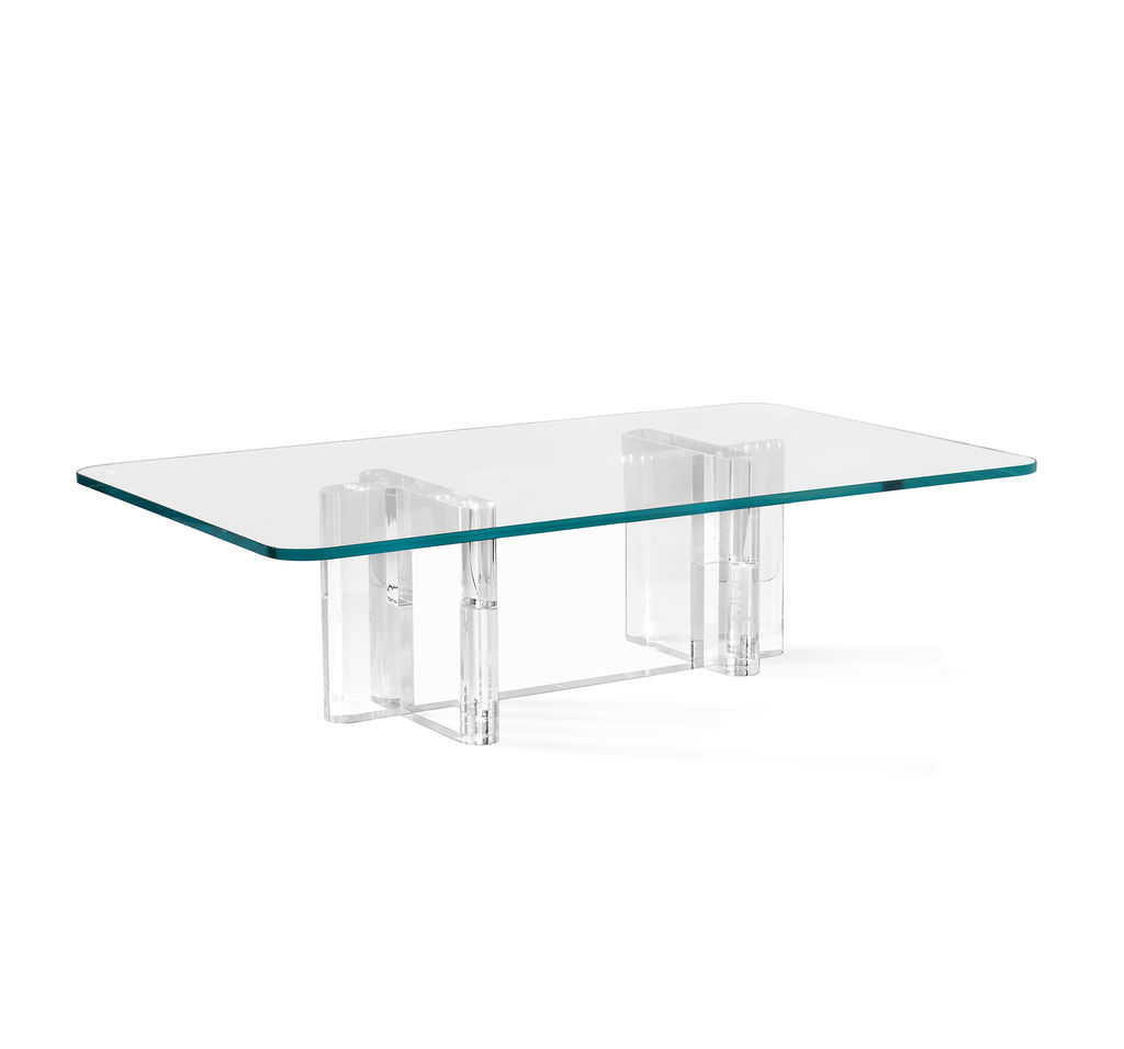 Preview image for Modern Clear Acrylic Base & Crystal Glass Top Coffee Table 60 inch