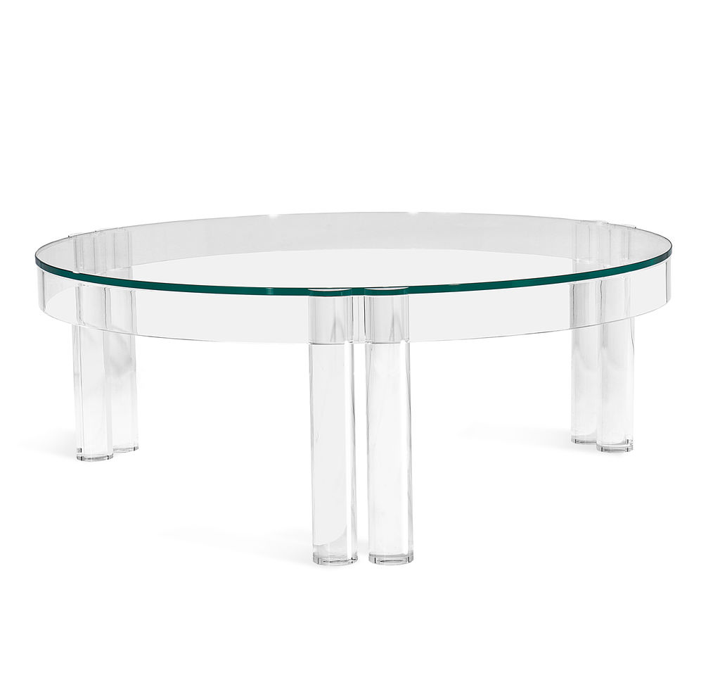 Preview image for Modern Clear Acrylic & Glass Round Coffee Table 42 inch