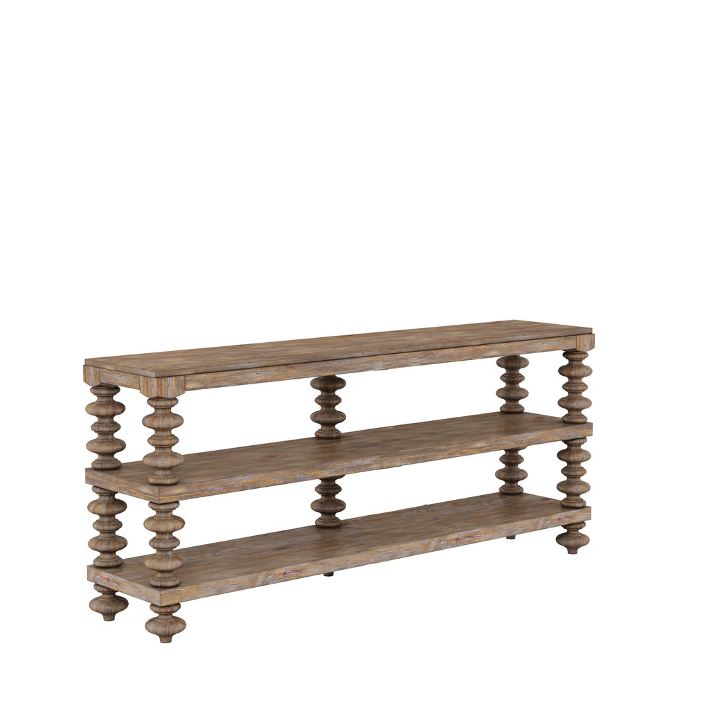 Preview image for Transitional Turned Leg Console Table Pine Wood with Almond Brown Finish 72 inch