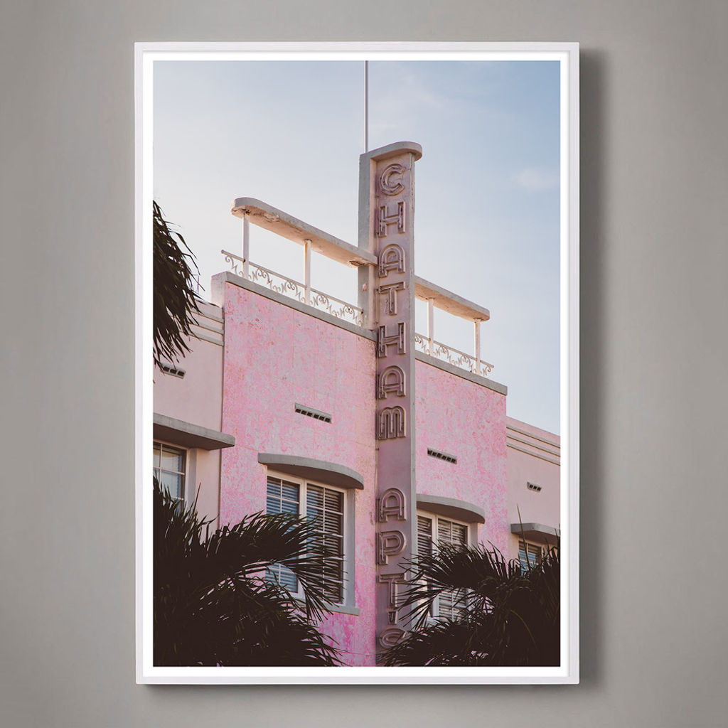 Pink Chatham - 30" X 20" (32" X 22" Framed), White