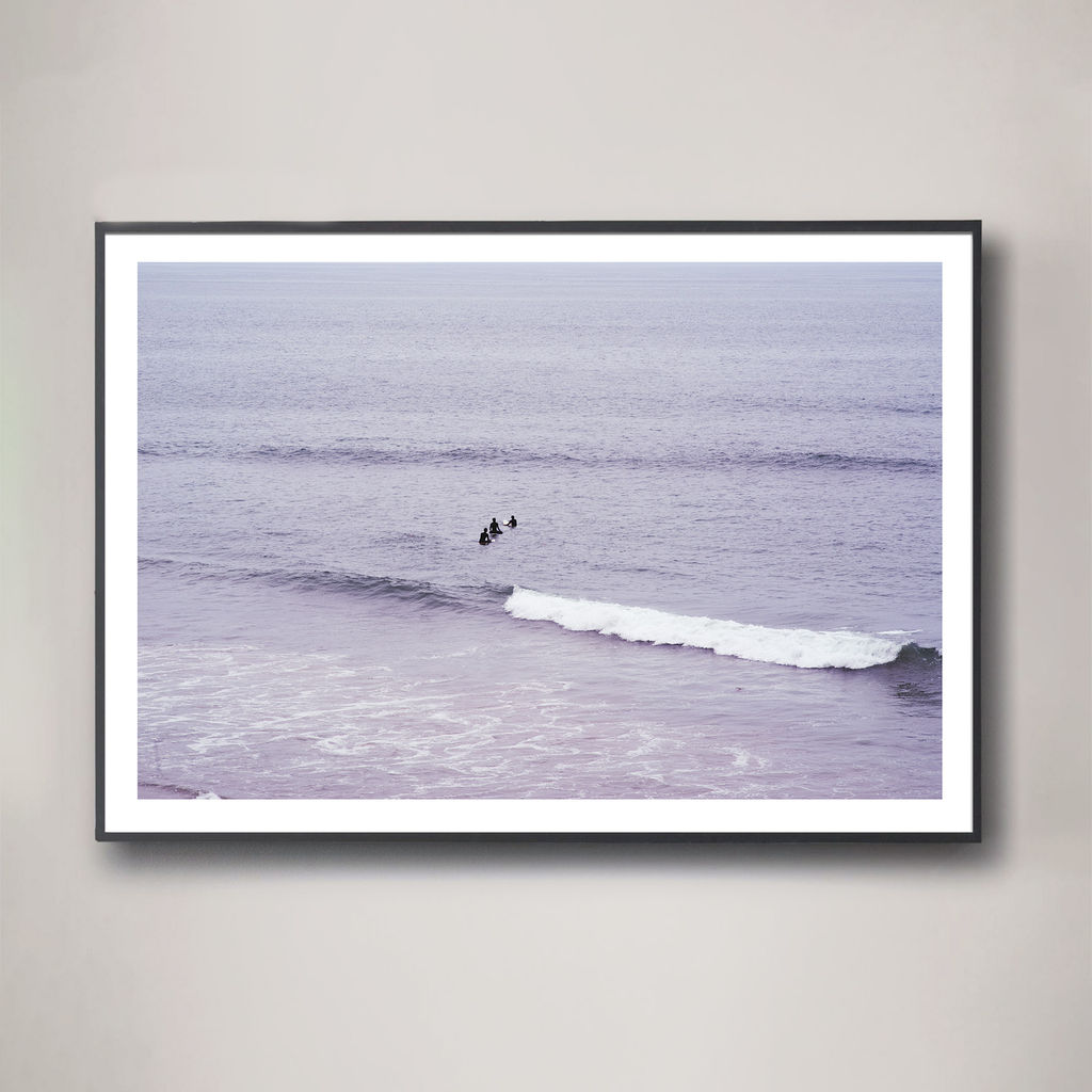 "A Pause", Surfer Photo In Vintage Selenium Tones - 60" X 40" (62" X 42" Framed), Unframed
