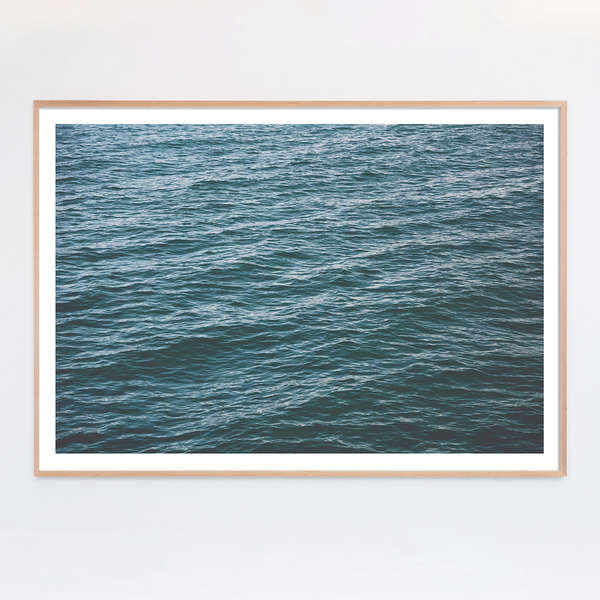 "Deep", Ocean Photograph In Cool Blue Tones - 30" X 20" (32" X 22" Framed), White