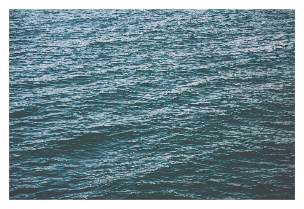 "Deep", Ocean Photograph In Cool Blue Tones - 30" X 20" (32" X 22" Framed), Black