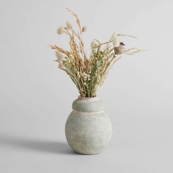 Terra Cotta Bud Vase Tall, Greenwash