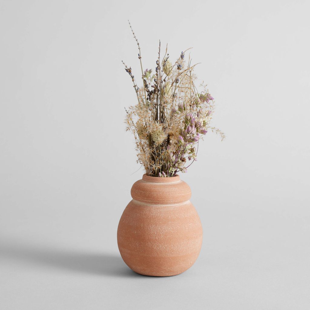 Terra Cotta Bud Vase Tall, Whitewash